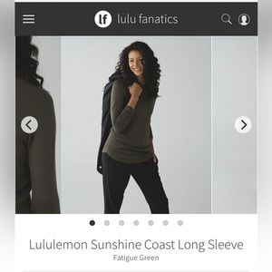 Lululemon Sunshine Coast long sleeve fatigued green size 8